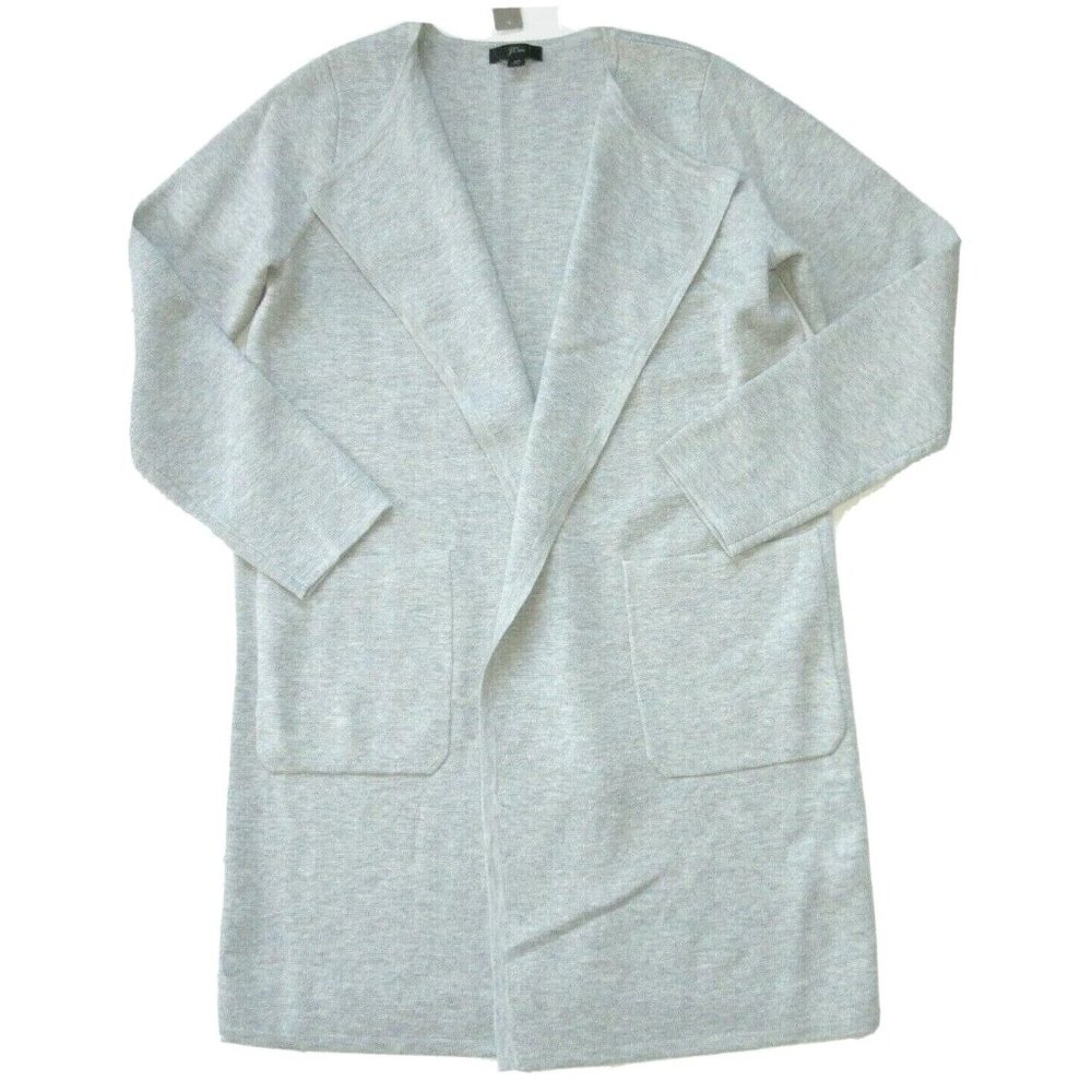 NWT J.Crew Juliette in Heather Dove Gray Collarless Open Sweater Blazer XXS 2XS